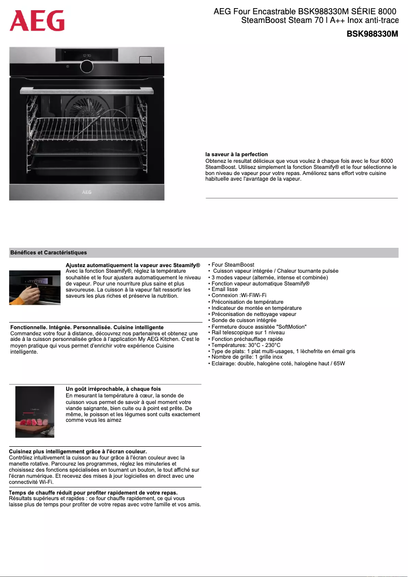 Page 1 de la notice Fiche technique AEG BSK988330M
