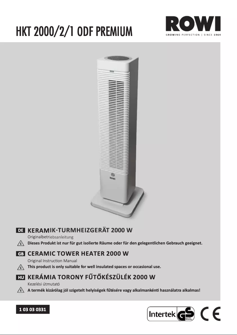 Image de la première page du manuel de l'appareil HKT 2000/2/1 ODF Premium