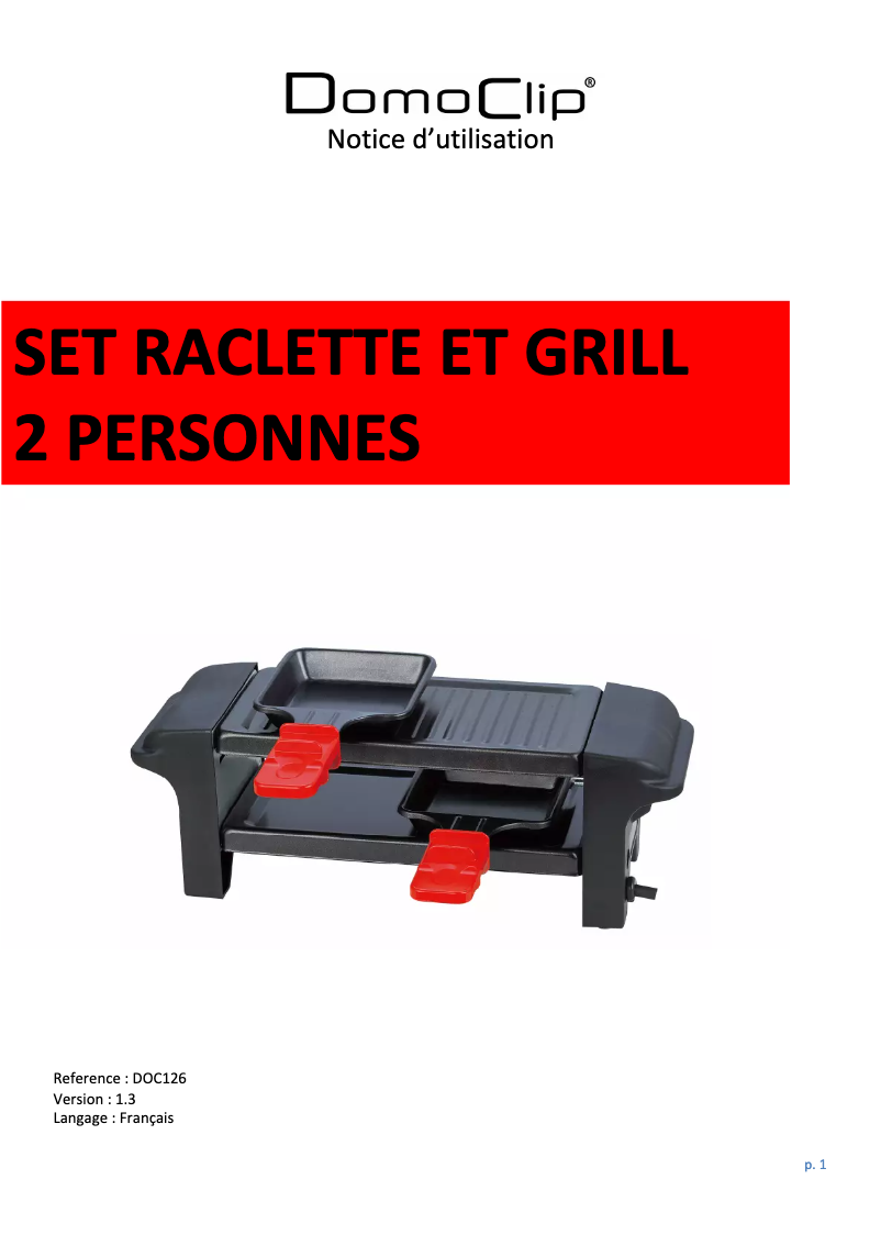 Page n°1 - Manuel utilisateur Domoclip DOC126