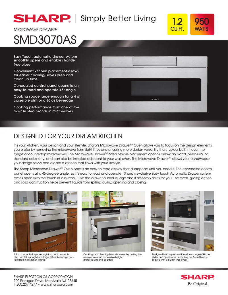 Page 1 de la notice Fiche technique Sharp SMD3070AS