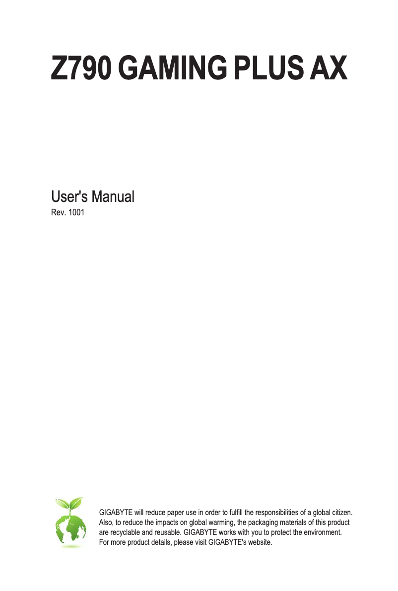 Image de la première page du manuel de l'appareil Z790 Gaming Plus AX