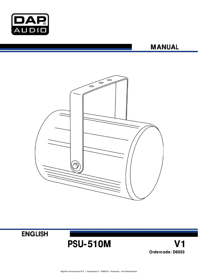 Page n°1 - Manuel utilisateur DAP-Audio PSU-510M