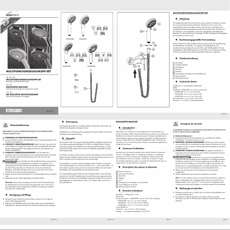 Page n°1 - Manuel utilisateur Miomare IAN 275110