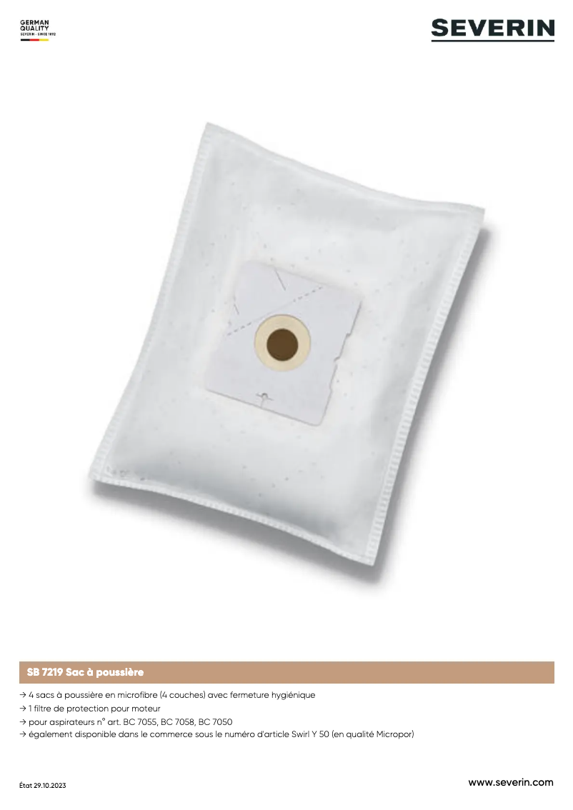 Page 1 de la notice Manuel utilisateur Severin SB 7219