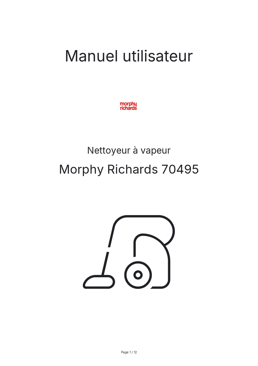 Page n°1 - Manuel utilisateur Morphy Richards 70495