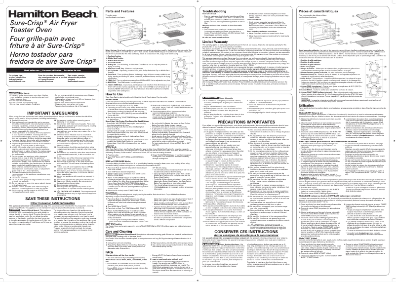 Página 1 del manual Manual de usuario Hamilton Beach Sure-Crisp 31460