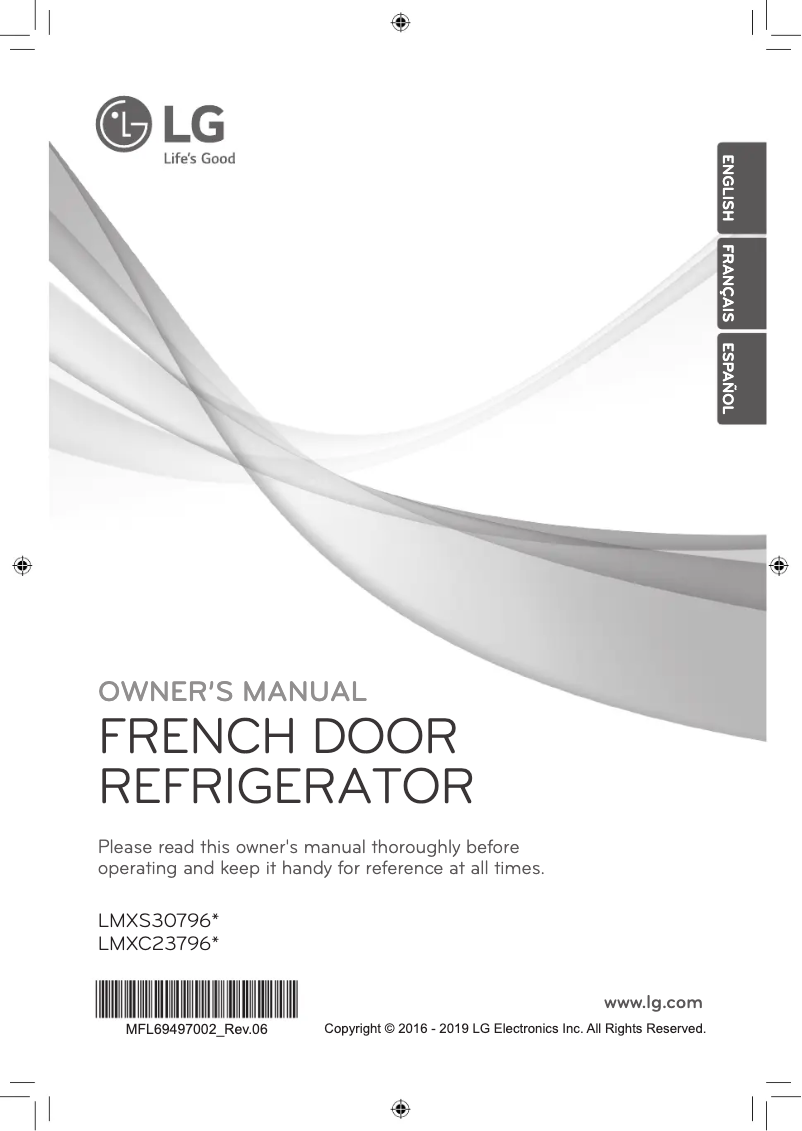 Page 1 de la notice Manuel utilisateur LG LMXS30796D