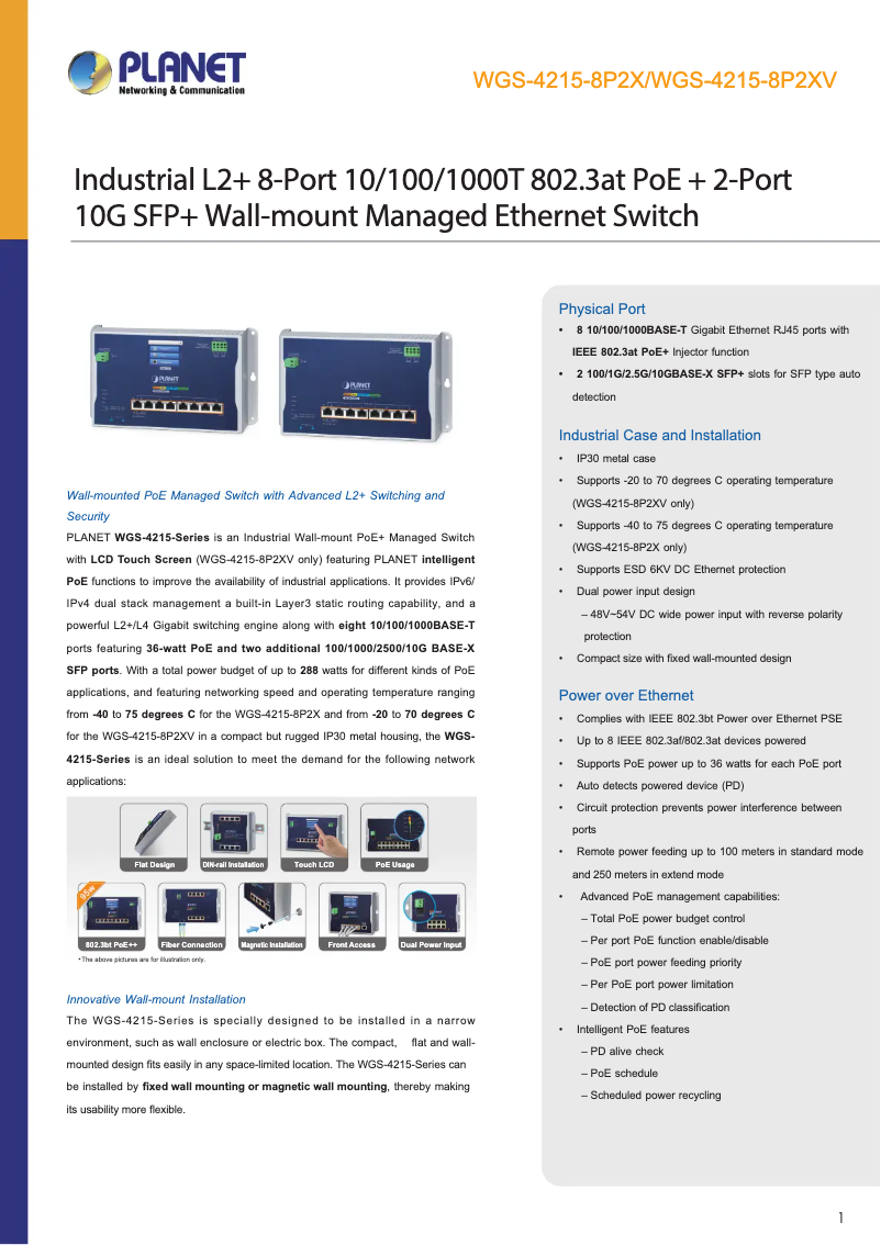 Image de la première page du manuel de l'appareil WGS-4215-8P2X