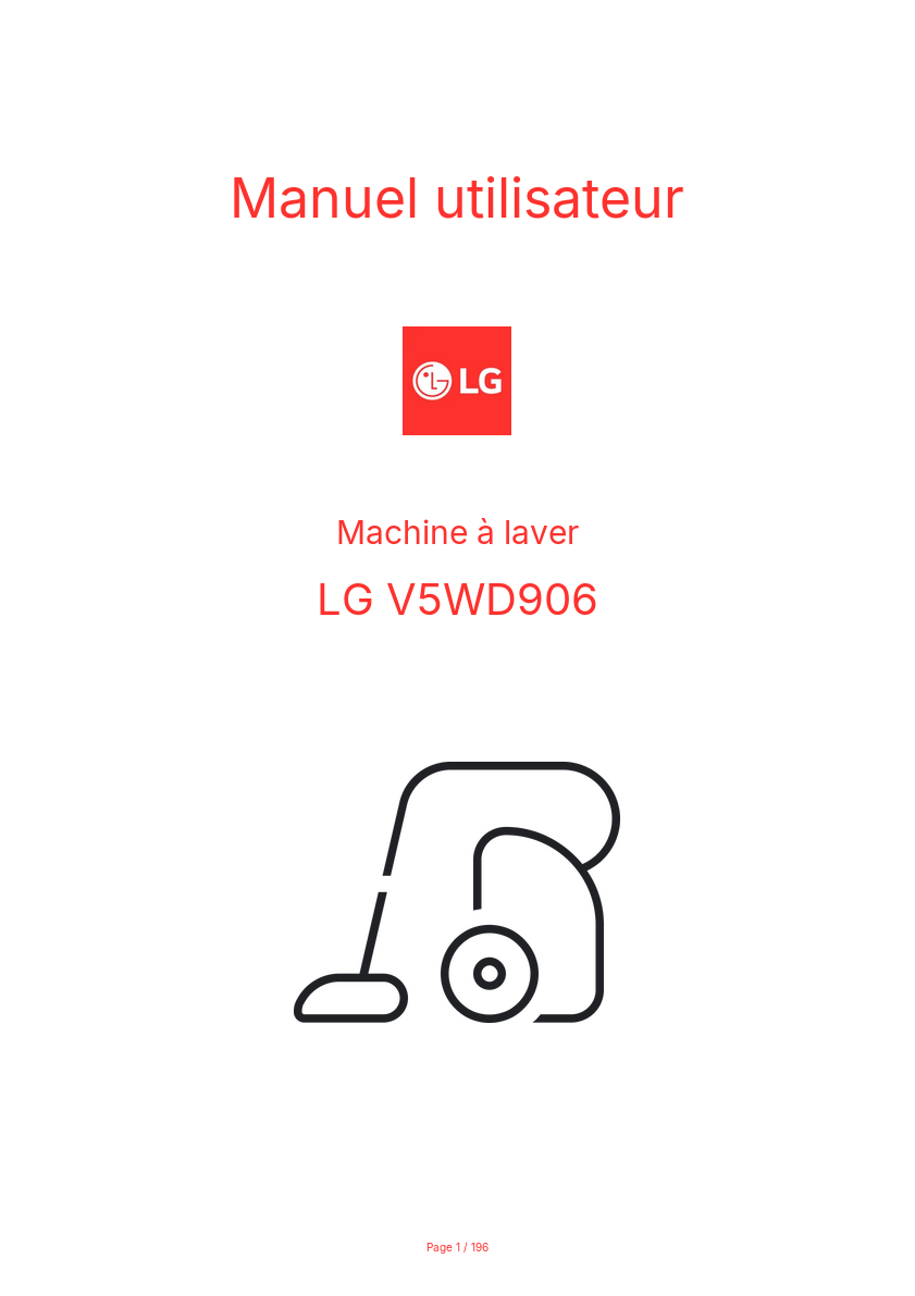 Page 1 de la notice Manuel utilisateur LG V5WD906