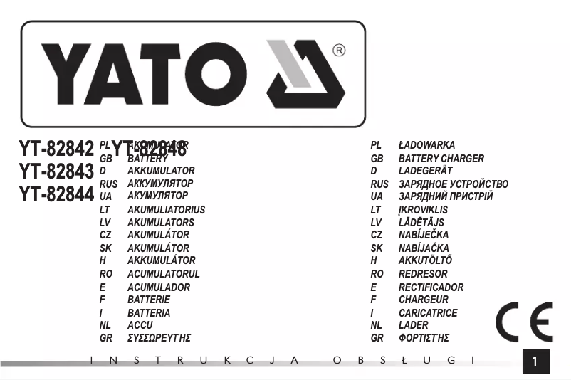 Page 1 de la notice Manuel utilisateur Yato YT-82844