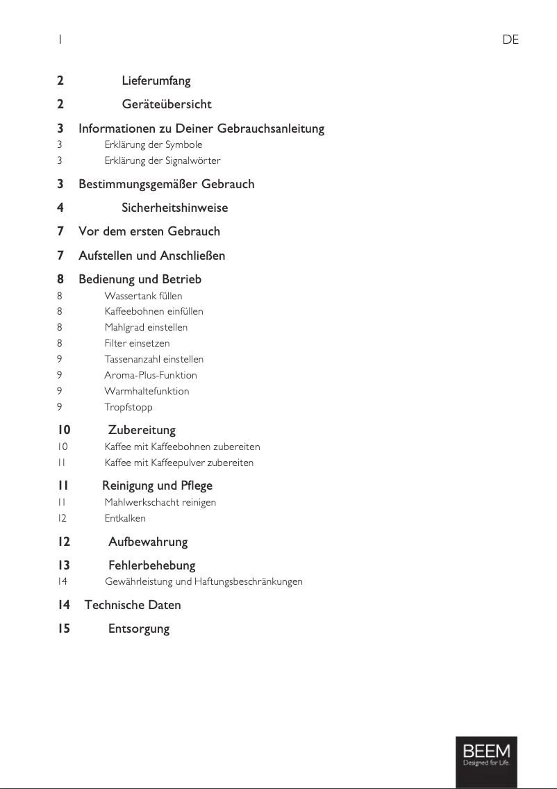 Page n°1 - Manuel utilisateur BEEM Fresh Aroma Intense