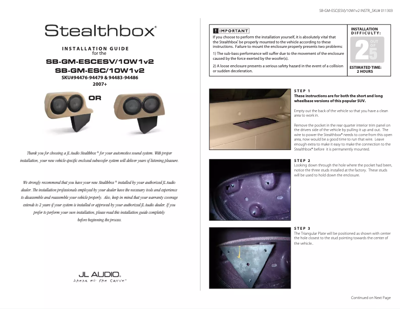 Image de la première page du manuel de l'appareil Stealthbox SB-GM-ESC/10W1v3/DG