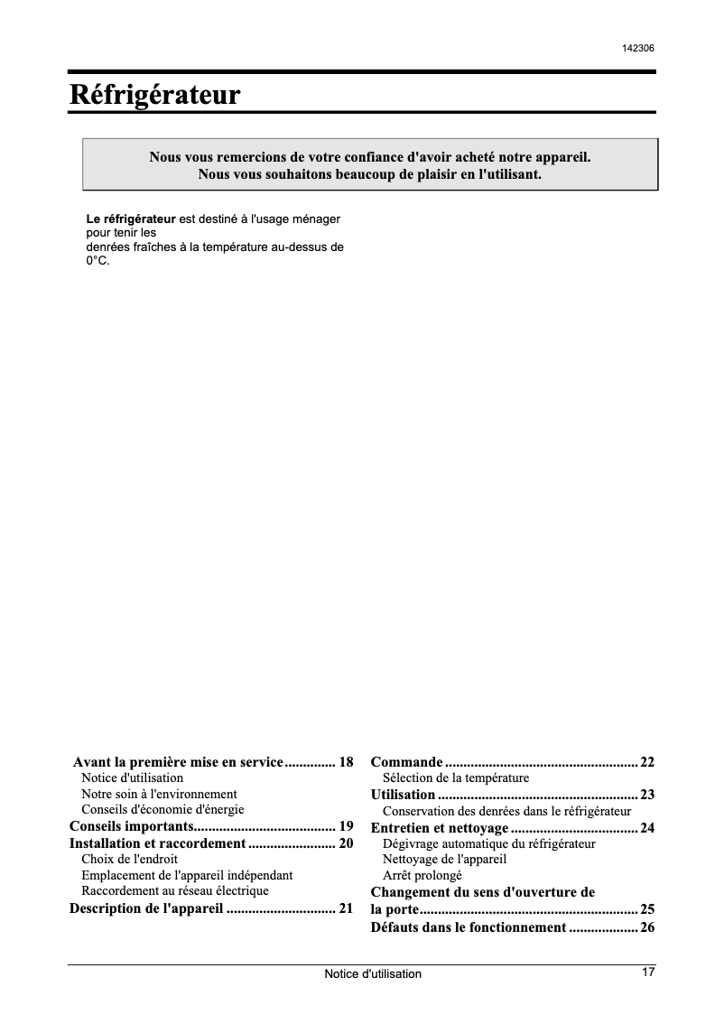 Image de la première page du manuel de l'appareil FA28APTF