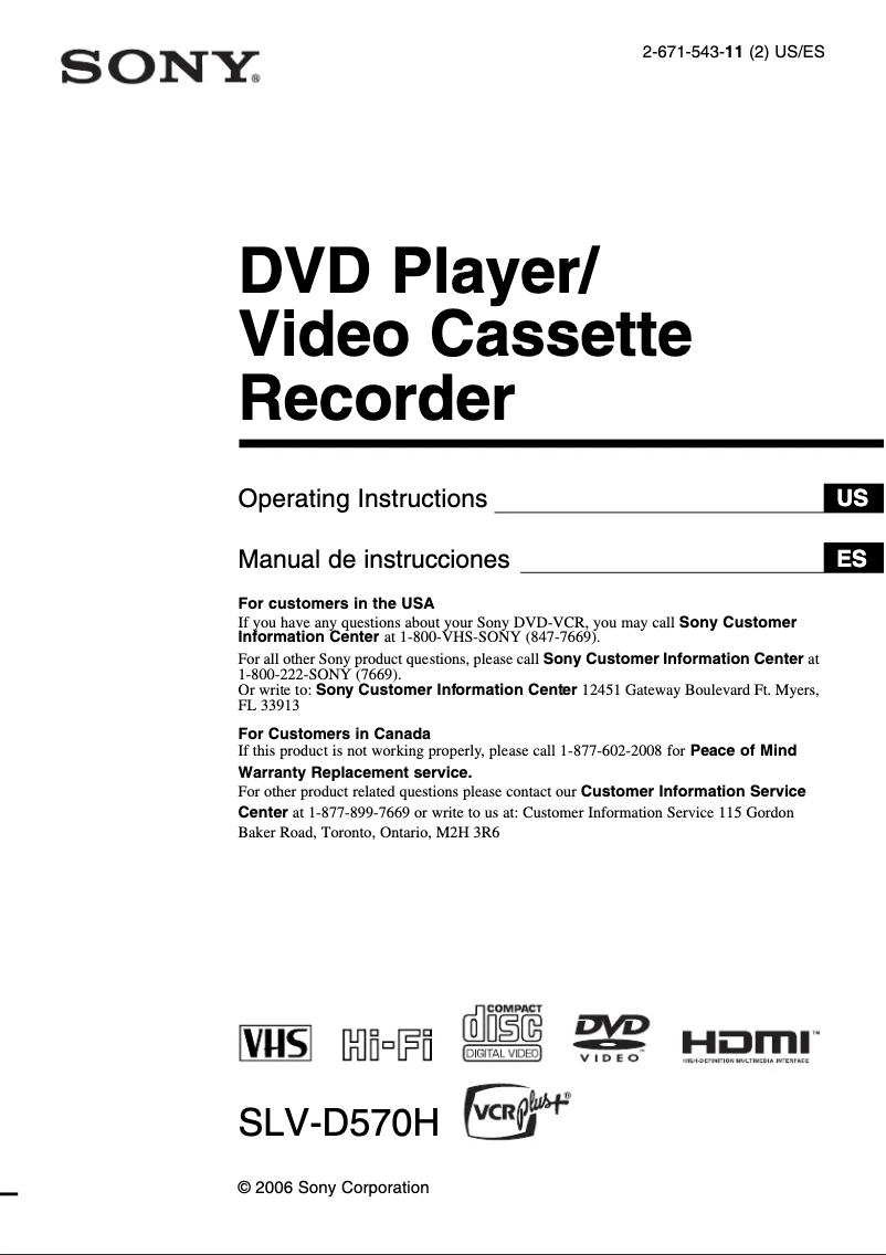 Página 1 del manual Manual de usuario Sony SLV-D570H
