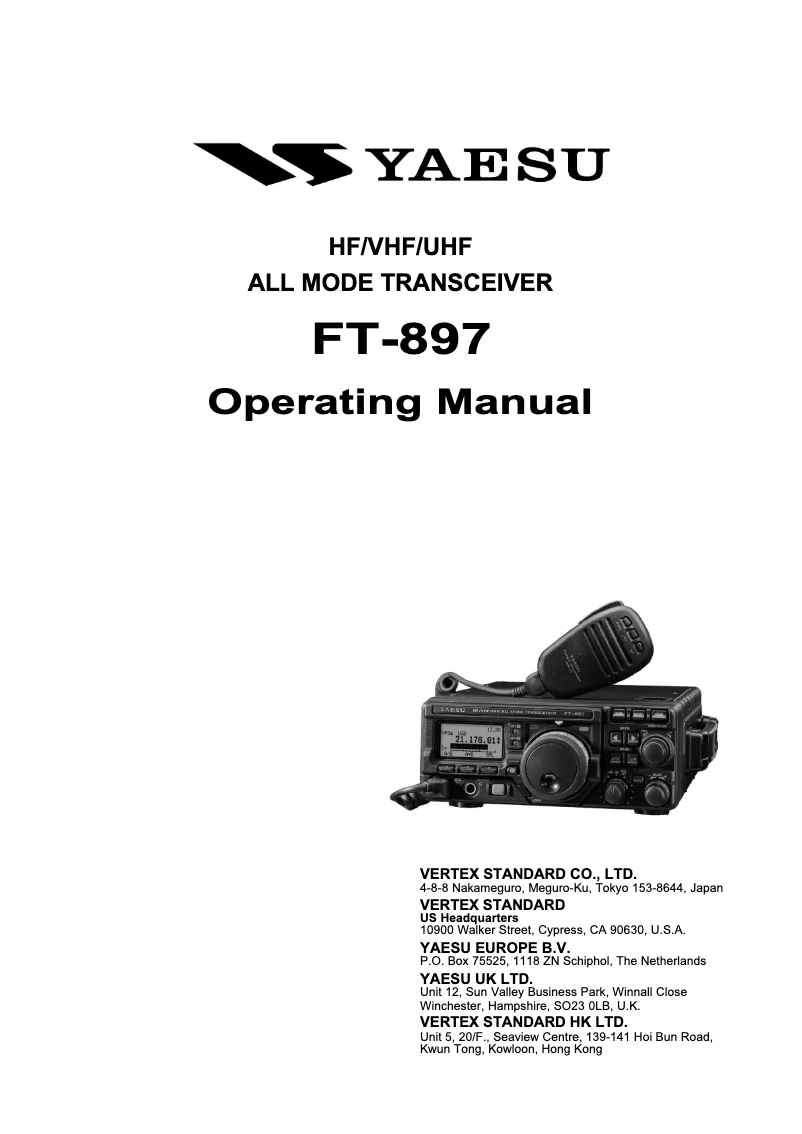 Page 1 de la notice Manuel utilisateur Yaesu FT-897