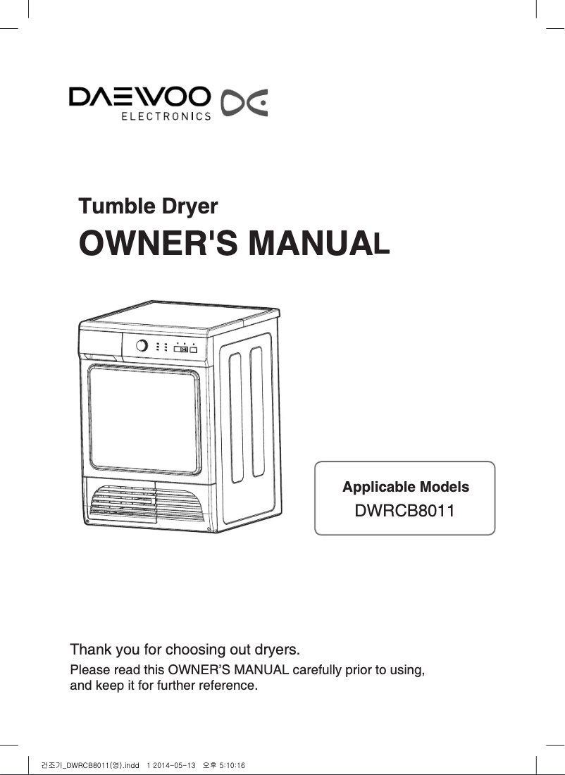 Page n°1 - Manuel utilisateur Daewoo DWR-C8011