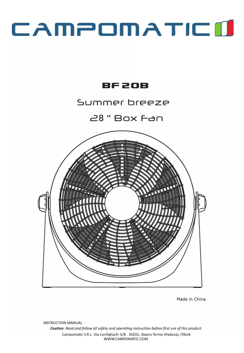 Page n°1 - Manuel utilisateur Campomatic BF20B