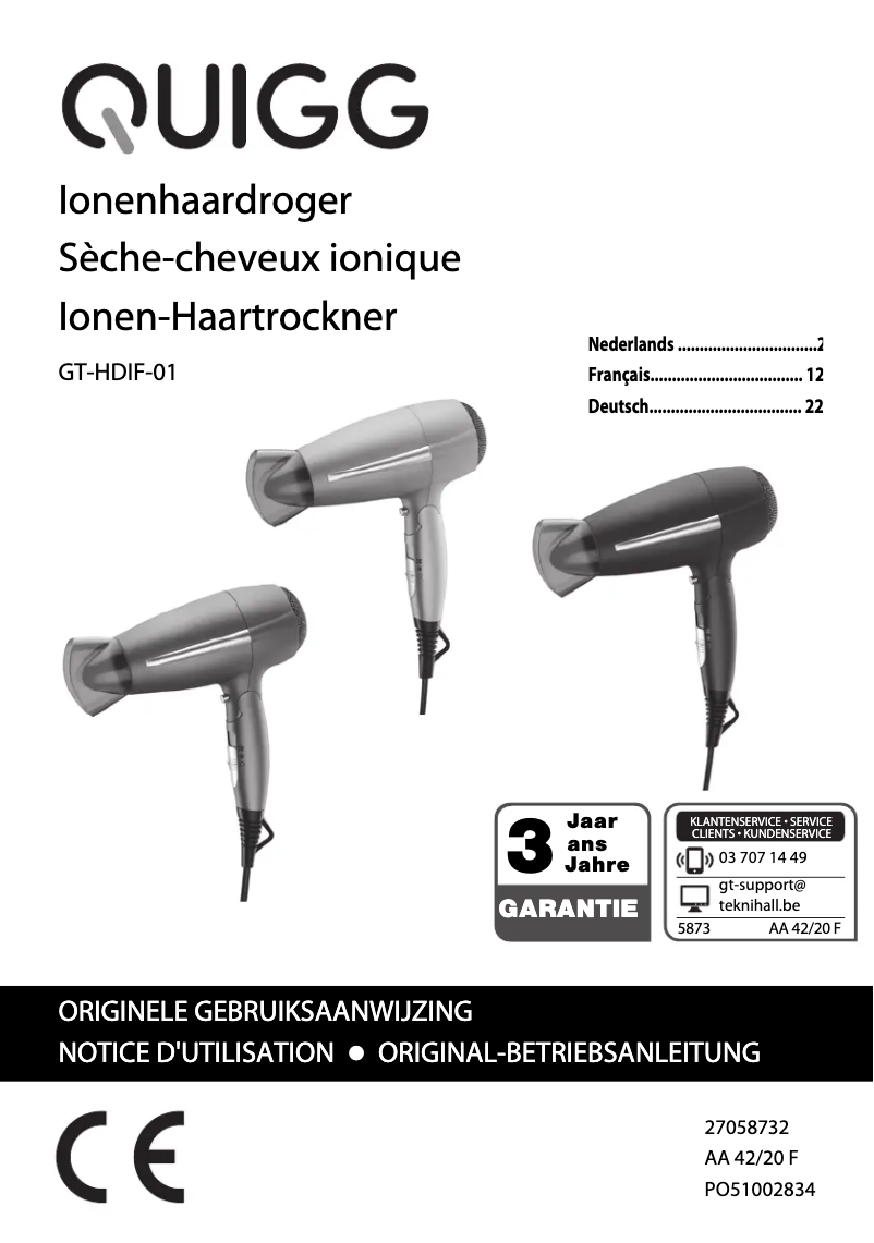 Página 1 del manual Manual de usuario Quigg GT-HDIF-01