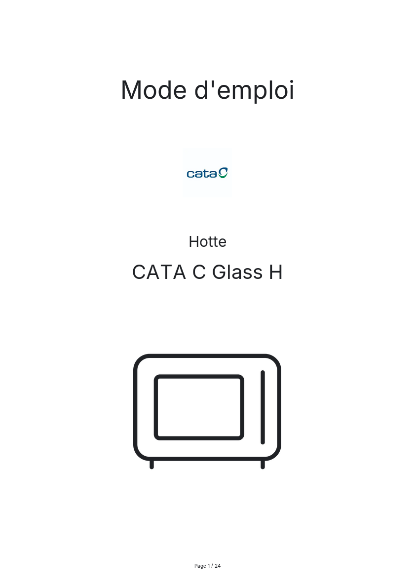 Page n°1 - Mode d'emploi CATA C Glass H