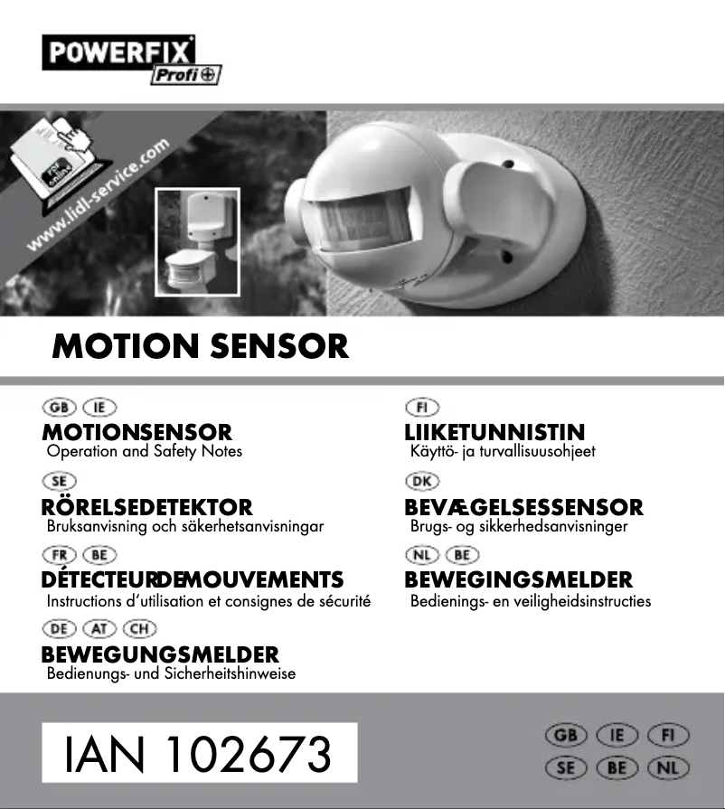 Page n°1 - Manuel utilisateur Powerfix Motion Sensor