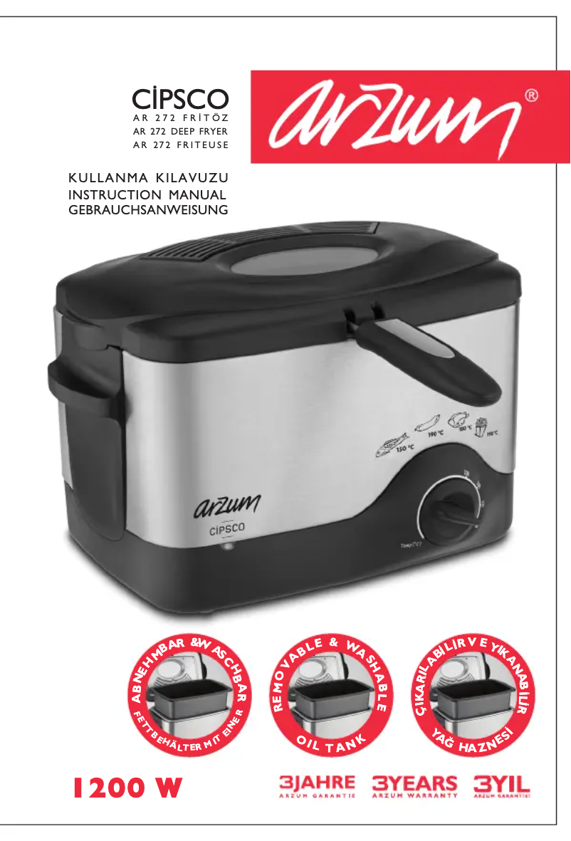 Page 1 de la notice Manuel utilisateur Arzum Cipsco AR 272