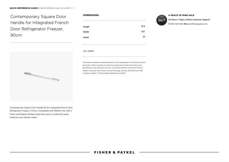 Page n°1 - Manuel utilisateur Fisher & Paykel AHD3-RS90A