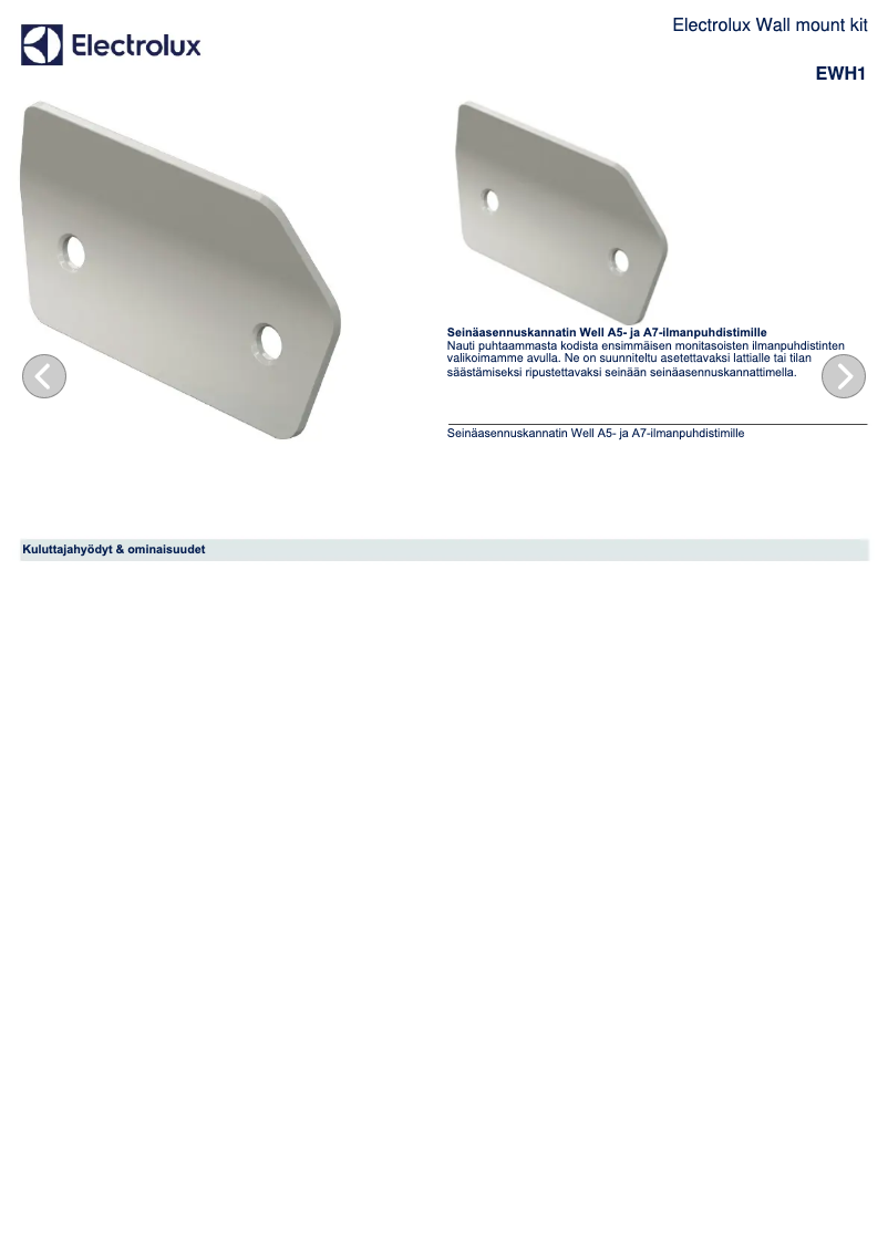 Page 1 de la notice Brochure Electrolux EWH1