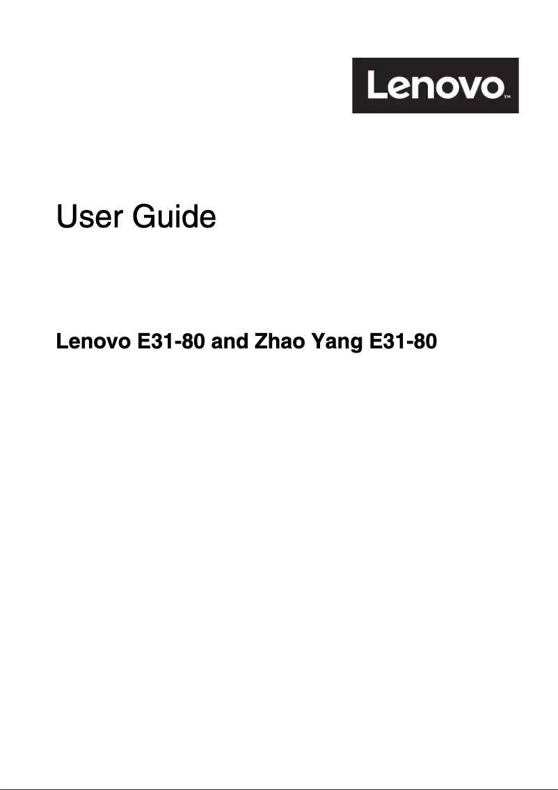 Page n°1 - Manuel utilisateur Lenovo ThinkPad E31-80