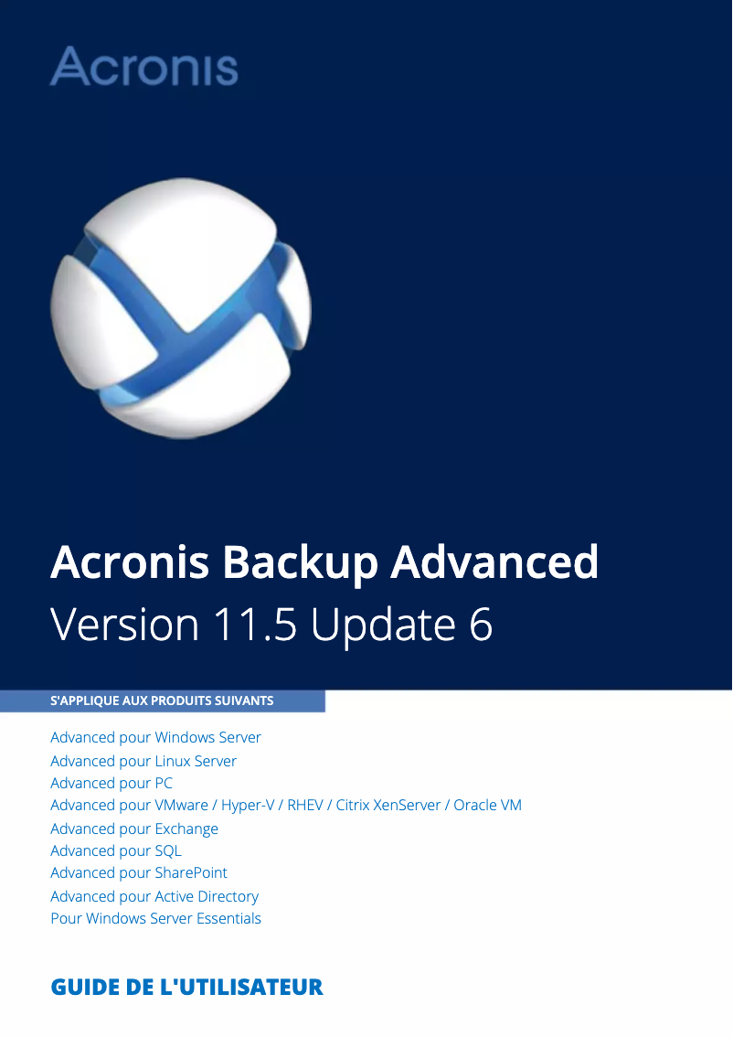 Page n°1 - Manuel utilisateur Acronis Backup Advanced for Windows Server