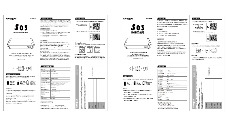 Page 1 de la notice Manuel utilisateur Weeylite S03