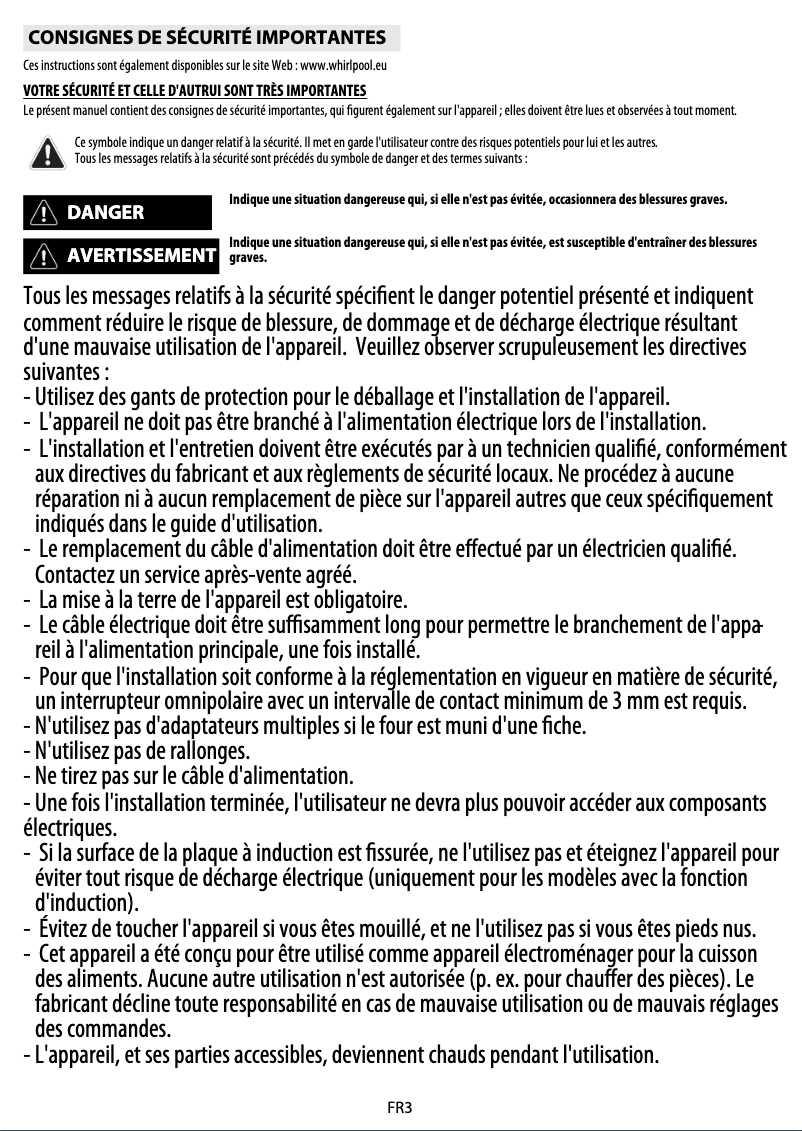 Page 1 de la notice Mode d'emploi Whirlpool AKP 744