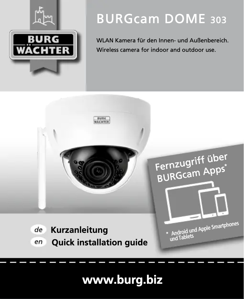Page 1 de la notice Manuel utilisateur Burg Wächter BURGcam DOME 303