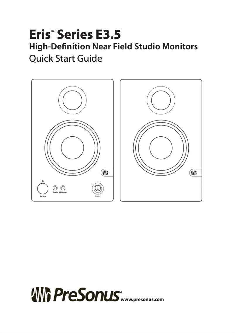 Page n°1 - Guide de démarrage rapide PreSonus Eris E3.5 BT