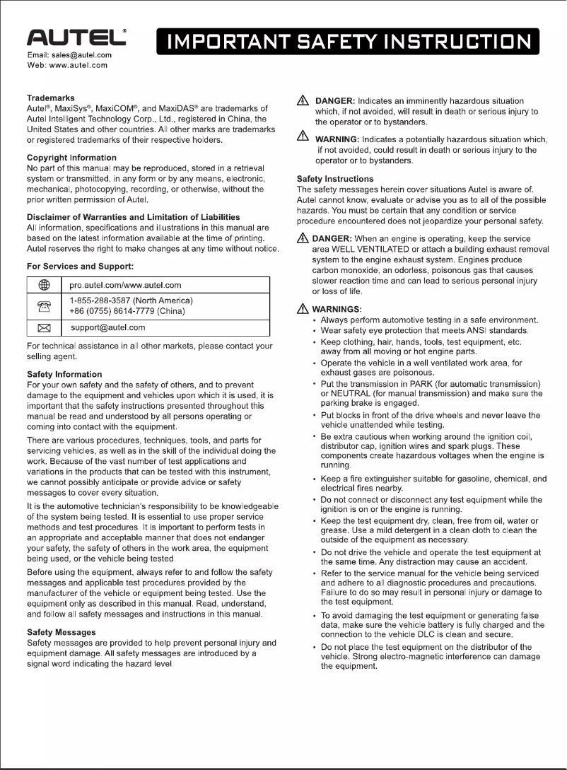 Image de la première page du manuel de l'appareil MaxiSys MS908S3