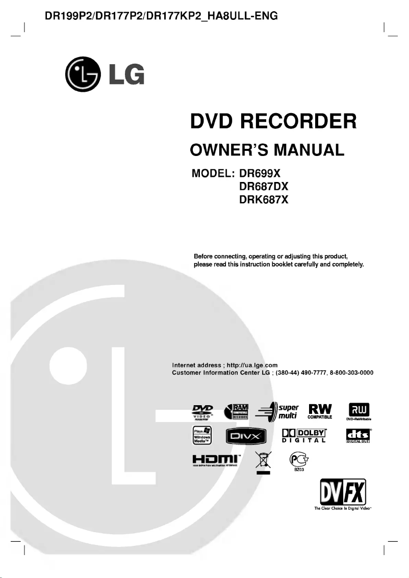 Page n°1 - Manuel utilisateur LG DR699X