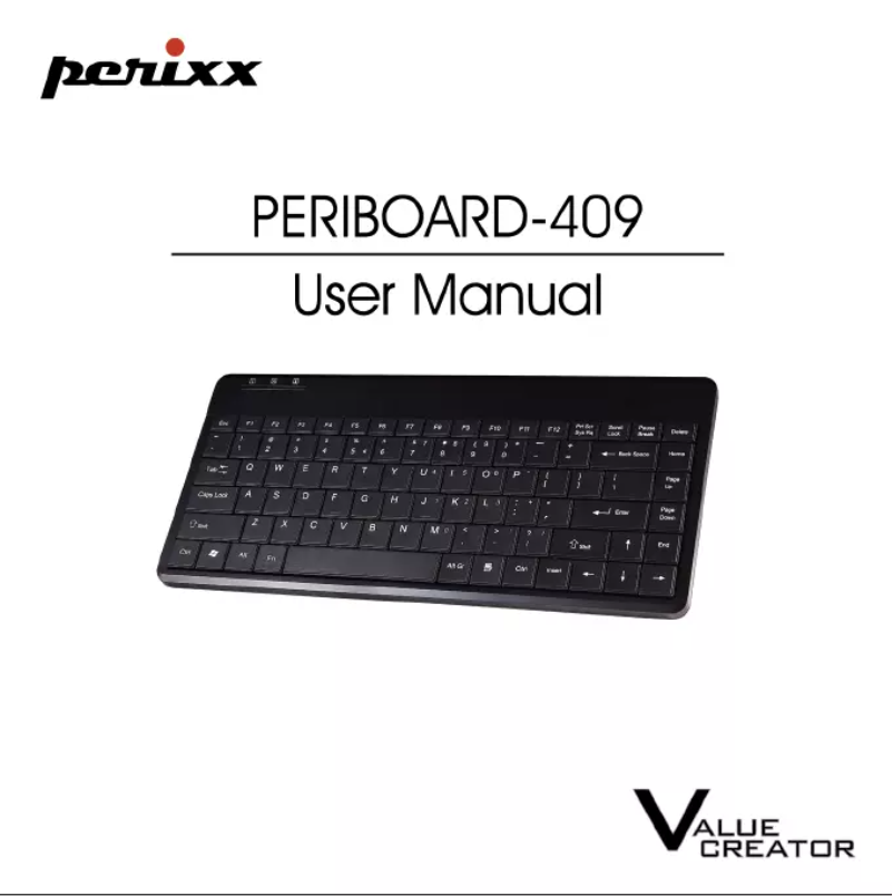 Page 1 de la notice Manuel utilisateur Perixx PERIBOARD-409