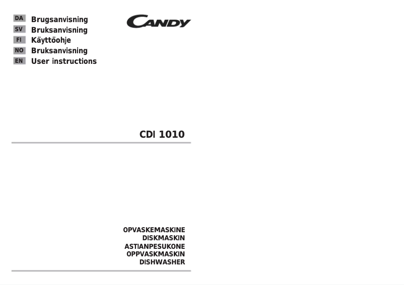 Page 1 de la notice Manuel utilisateur Candy CDI 1010/1 - S