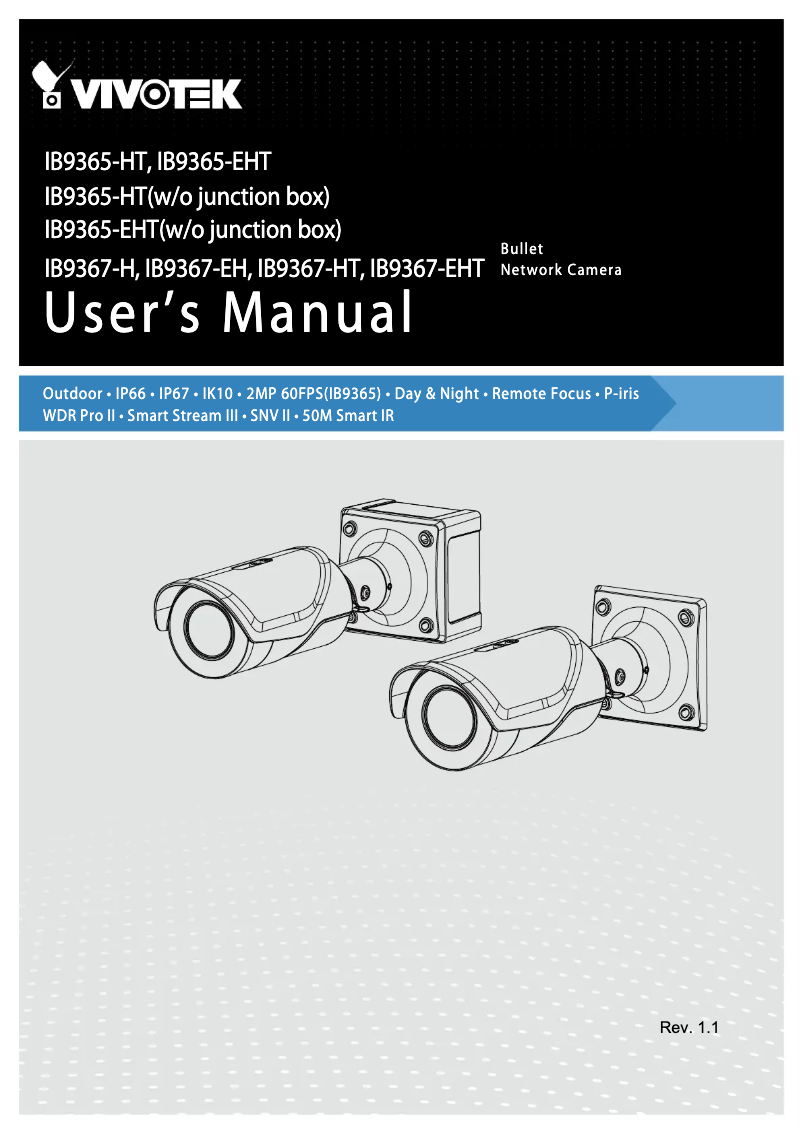 Page 1 de la notice Manuel utilisateur Vivotek Bullet IB9367-HT