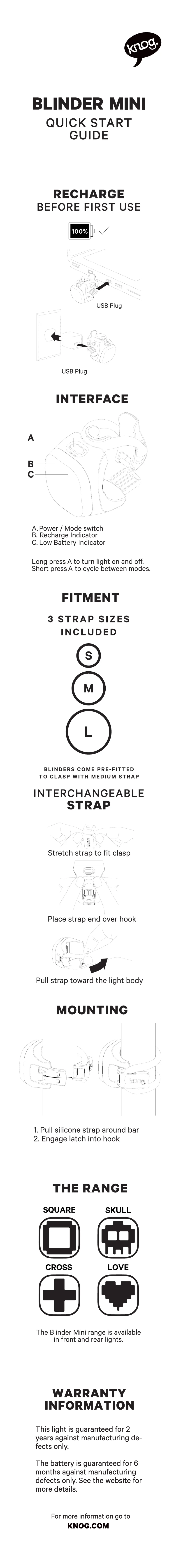 Page 1 de la notice Manuel utilisateur Knog Blinder Mini Love