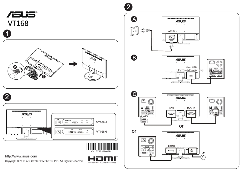 Page n°1 - Manuel utilisateur Asus Touch VT168H