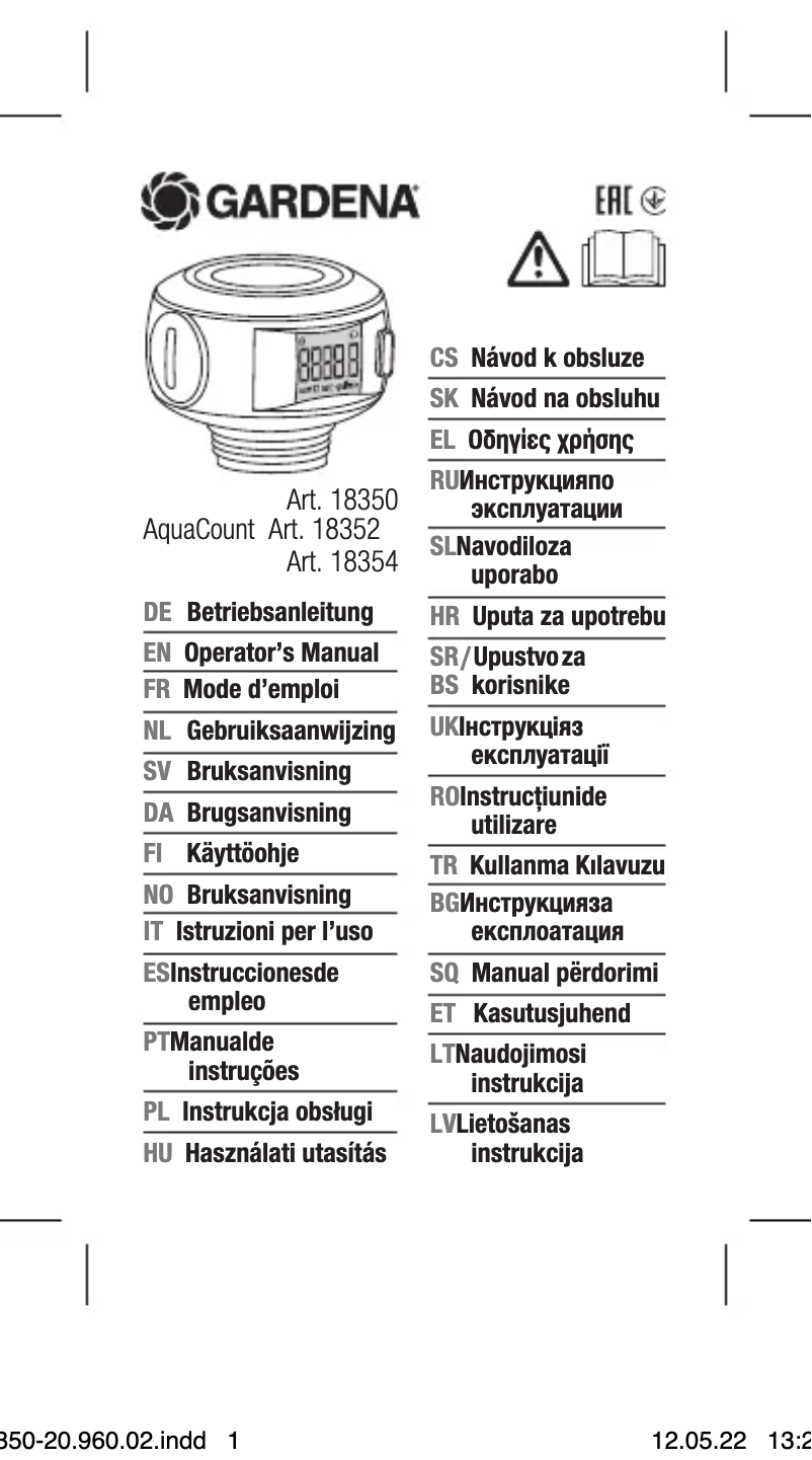 Page n°1 - Manuel utilisateur Gardena AquaCount