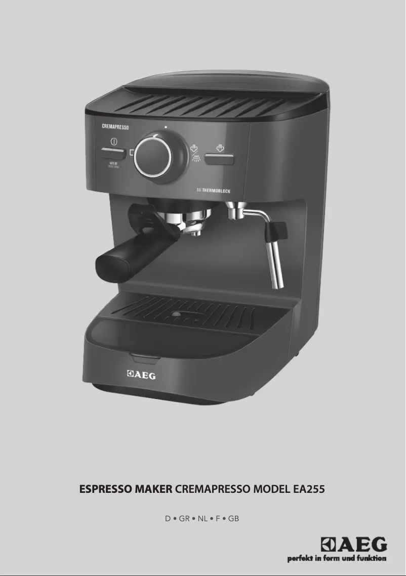 Page 1 de la notice Manuel utilisateur AEG-Electrolux Cremapresso EA 255