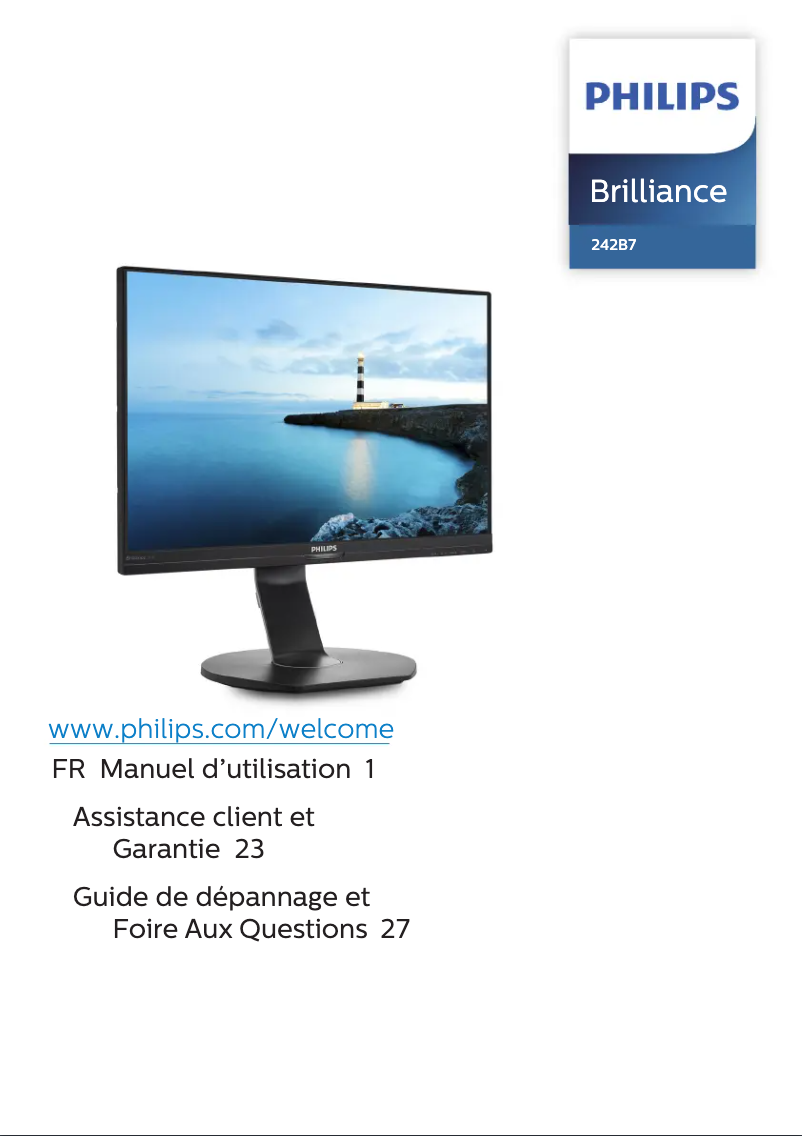 Page 1 de la notice Manuel utilisateur Philips Brilliance 242B7QPTEB
