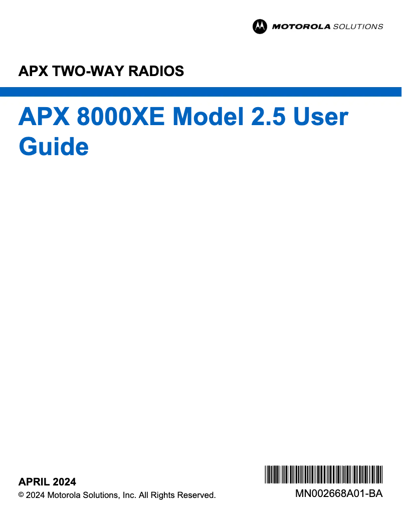 Page n°1 - Manuel utilisateur Motorola APX 8000XE