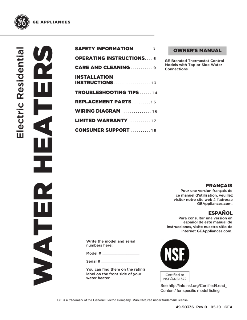 Imagen de la primera página del manual del dispositivo GE30L08BSM