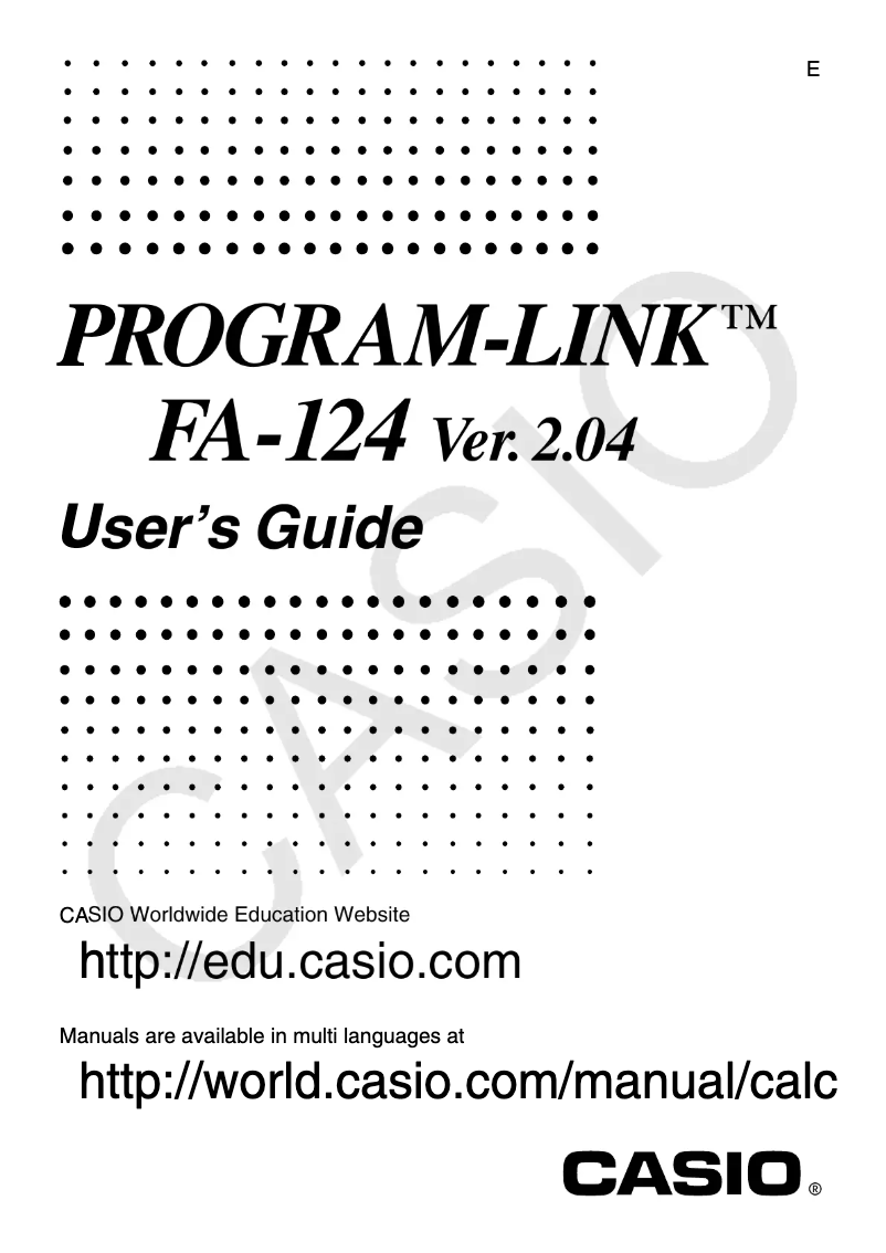 Page 1 de la notice Manuel utilisateur Casio FA-124