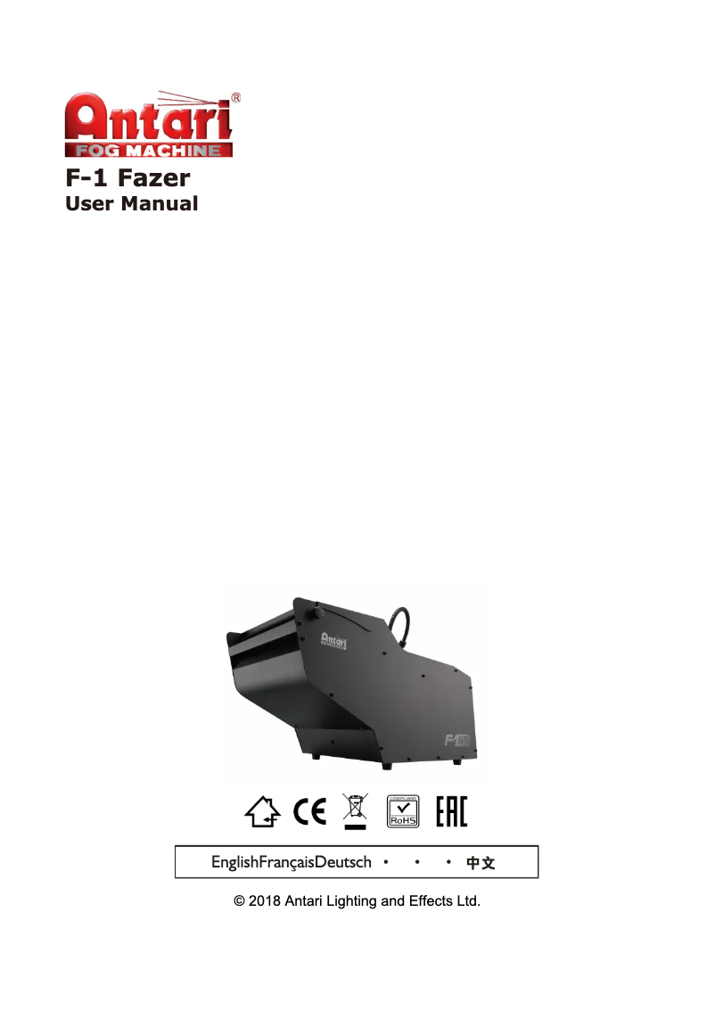 Página 1 del manual Manual de usuario Antari F-1 Fazer