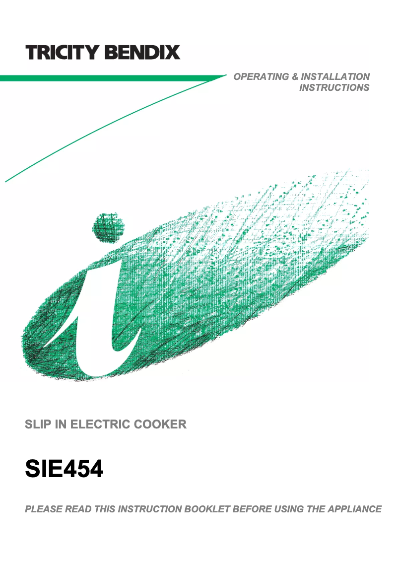 Page n°1 - Manuel utilisateur Tricity Bendix SIE454W