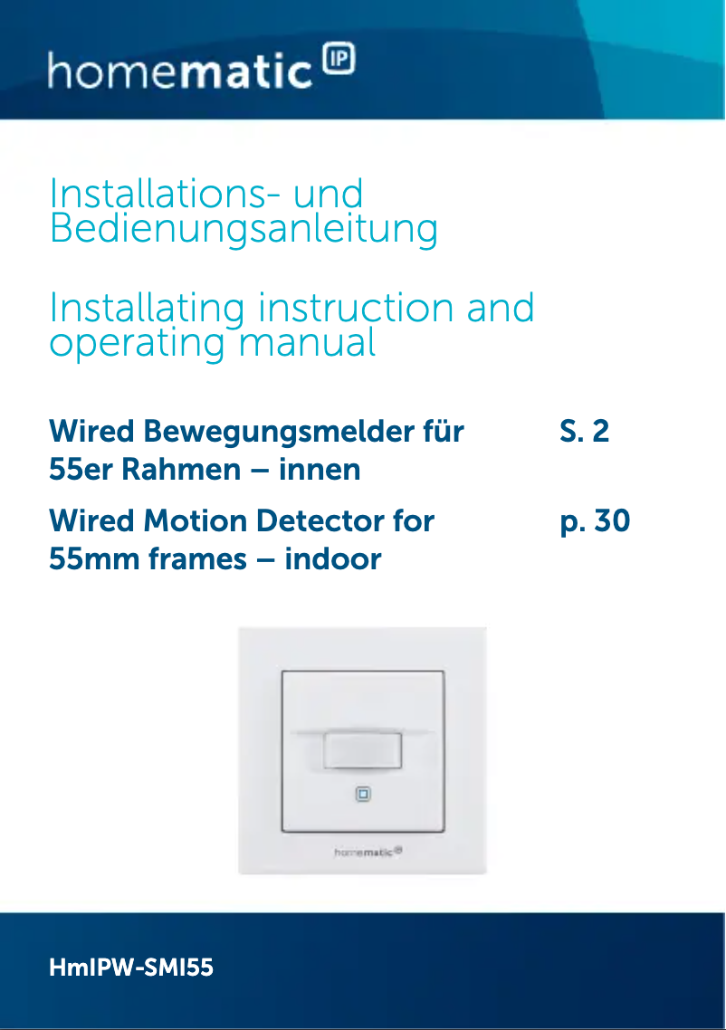 Page 1 de la notice Manuel utilisateur Homematic IP HMIPW-SMI55
