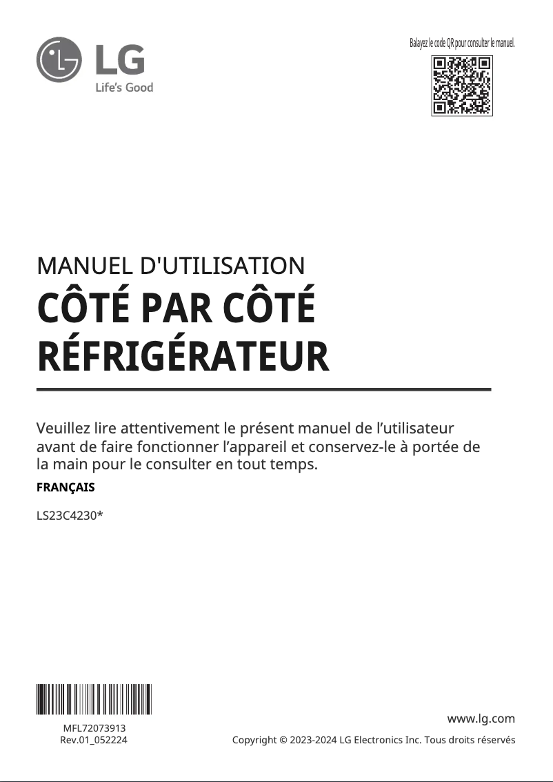 Image de la première page du manuel de l'appareil LS23C4230V
